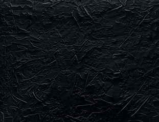 Part of a beautiful abstract loft decorative black wall with white stucco scratches. Art cover stylized textural banner with space for text decoration.