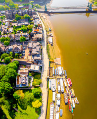 Aerial view of Hammersmith in the morning, London, UK