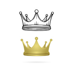 Crown. Crown realistic and hand drawn vector illustrations set. 