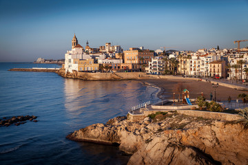 Fototapeta na wymiar Sitges is a town near Barcelona in Catalunya, Spain. It is famous for its beaches and nightlife.