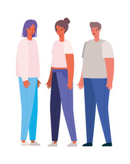 Women and man avatars cartoons vector design