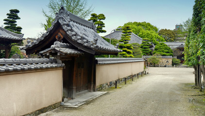 Myorakuji temple,  Rinzai school Daitokuji sect Buddhism founded in 1316. Hakata old town, Fukuoka city, Japan.