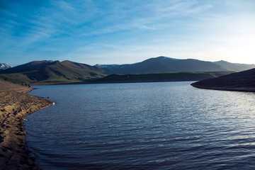 Spandaryan Reservoir In Syunik Region of Armenia. Beautiful lake and mountains landscape in Syunik province,