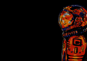 Illustration of a colorful astronaut with black background