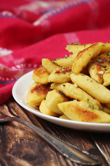 Polish dish kopytka served at the table