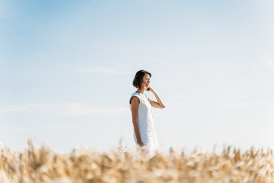 Portrait Of A Caucasian Woman In The Country During The Summer