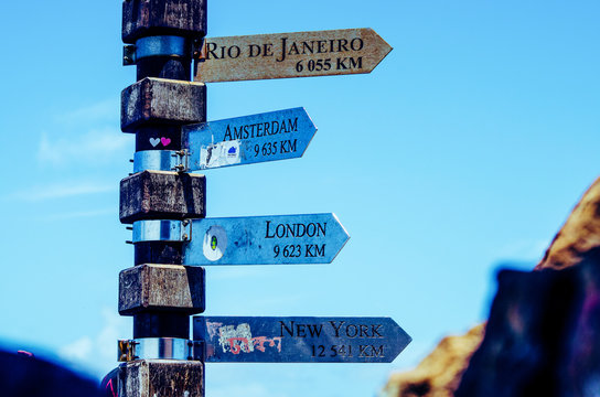 Wegweiser Rio de Janeiro / Amsterdam / London / New York