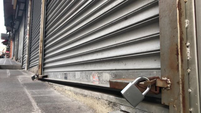 Istanbul, Turkey - May 05, 2020:  A view of closed shops and empty streets of Istanbul's trade part due to coronavirus COVID-19. 