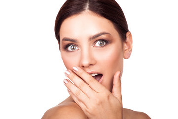 Fototapeta premium Shocking news. Face beauty and health care