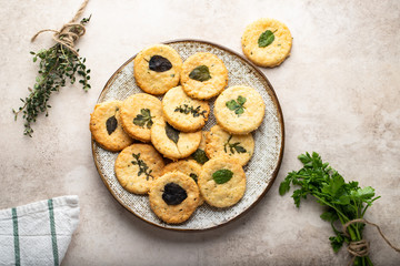 cookies with herbs on the table