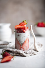 Chia pudding with strawberries