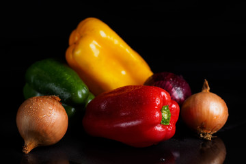 Fresh vegetables on a wooden board