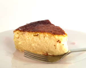 piece of creamy cheesecake in a plate