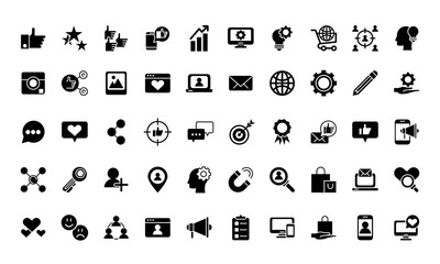social media marketing set icons