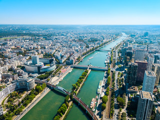 Fototapeta na wymiar Paris aerial panoramic view, France