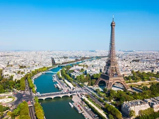 Papier Peint photo Paris Eiffel Tower aerial view, Paris