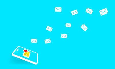Phone send mail. A new message icon flat on isolated background. EPS 10 vector.