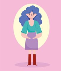 avatar woman with blue hair vector design