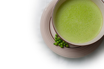 bowl of fresh pea soup 