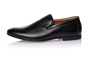 Men's black leather shoes with rubber soles