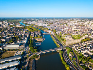Angers aerial panoramic view, France - obrazy, fototapety, plakaty