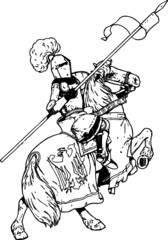 Old drawing of a Knight On A Horse