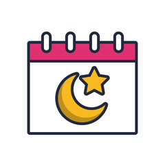 moon night with star in calendar fill style icon