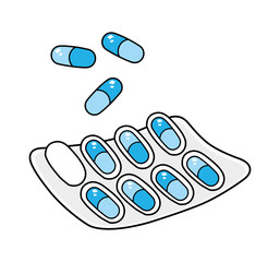 Pills in blister pack, drug abuse.