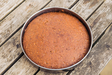 Close up of freshly baked carrot cake