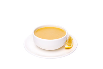 Lentil soup. Traditional lentil soup with lemon. Tr - mercimek corbasi