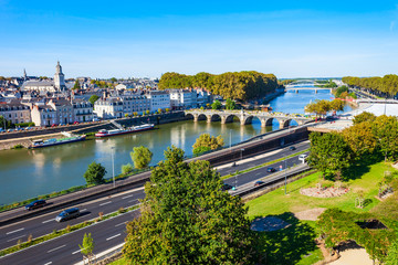Angers aerial panoramic view, France