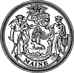 Fototapeta na wymiar Old Vintage Drawing of USA state Maine Seal