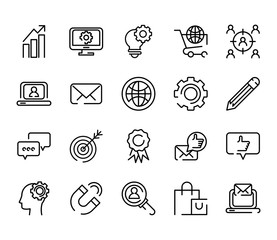 social media marketing set icons