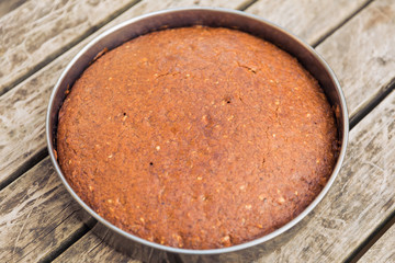 Close up of freshly baked carrot cake