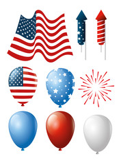 bundle of independence usa icons vector illustration design