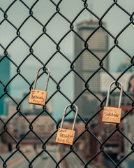pictures of locks with the boston skyline