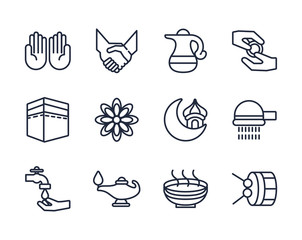 eid mubarak set line style icons