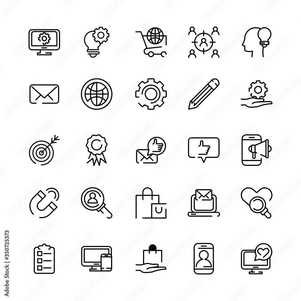 Canvas Prints social media marketing set icons