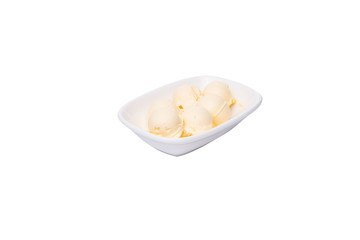 Butter.  Butter in white plate on white background. Breakfast menu.