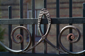 decorative elements of wrought iron grilles in the door and windows