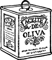 Vintage Drawing of a Olive Oil Tin Can