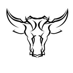 Tattoo head of a bull isolated on a white background. Symbol of 2021.