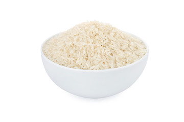 Basmati rice, basmati rice in white bowl, on white background (Tr- beyaz basmati)
