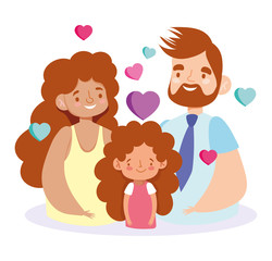 Mother father and daughter with hearts vector design