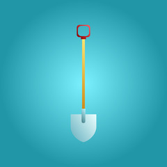Tool for repair and construction a metal shovel for digging the earth and demolition and gardening on a blue background. Vector illustration
