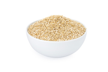 Quinoa, quinoa in white bowl, on white background (Tr- kinoa)
