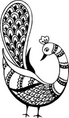 Vector Sketch of a Retro Peacock