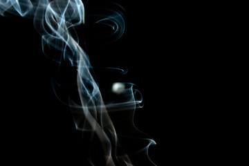 Movement of abstract smoke isolated on black background and texture path.