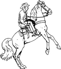 Fototapeta na wymiar Vintage Hand Drawn illustration of a Rodeo Horse