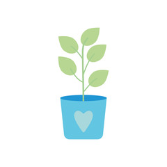 stay at home concept, cartoon plant in a pot icon, flat style
